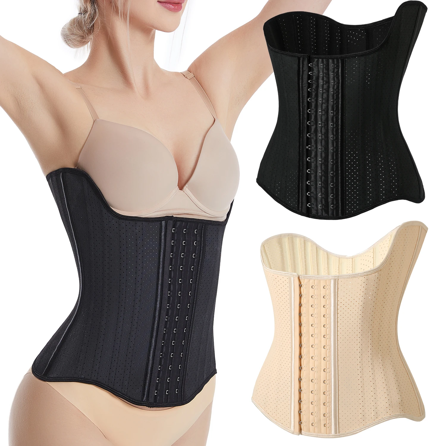 

Fajas Colombians Latex Waist Trainer Corset for Women Fitness Reducing Girdles Firm Control Tummy Flat Belly Slimming Sheath