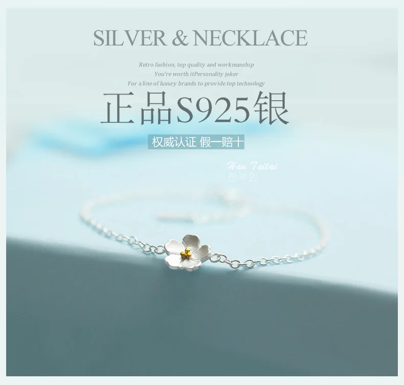 Hot Sale Fashion Jewelry 925 Sterling Silver Bracelets flower Stylish Ethnic Style Female Bracelets