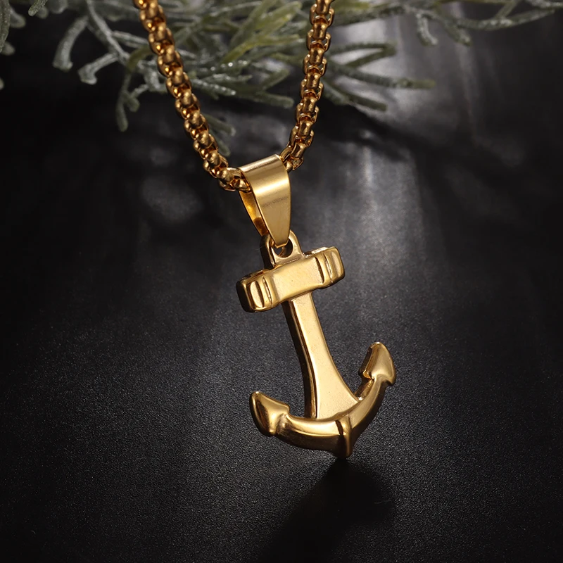 Retro Classic Simple Stainless Steel Anchor Pendant Necklace Various Styles Fashion Punk Jewelry Gifts