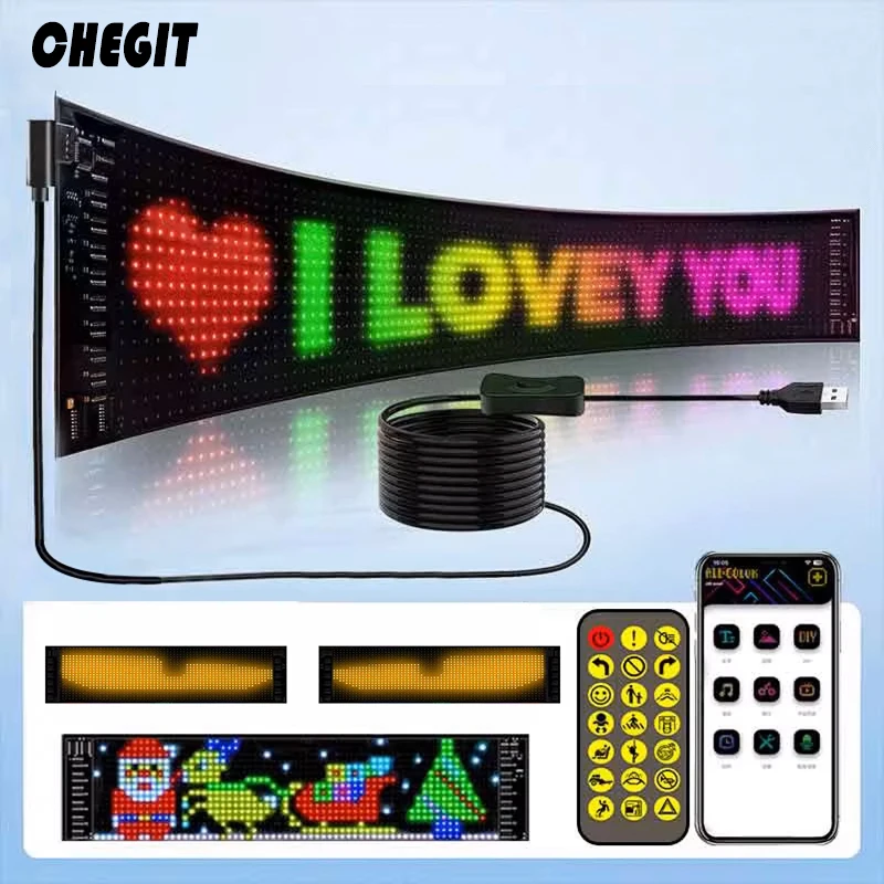 LED Matrix Pixel Panel Light Bluetooth App 5V USB  Control Scrolling Advertising LED Car Sign Animation Programmable For Car Sho