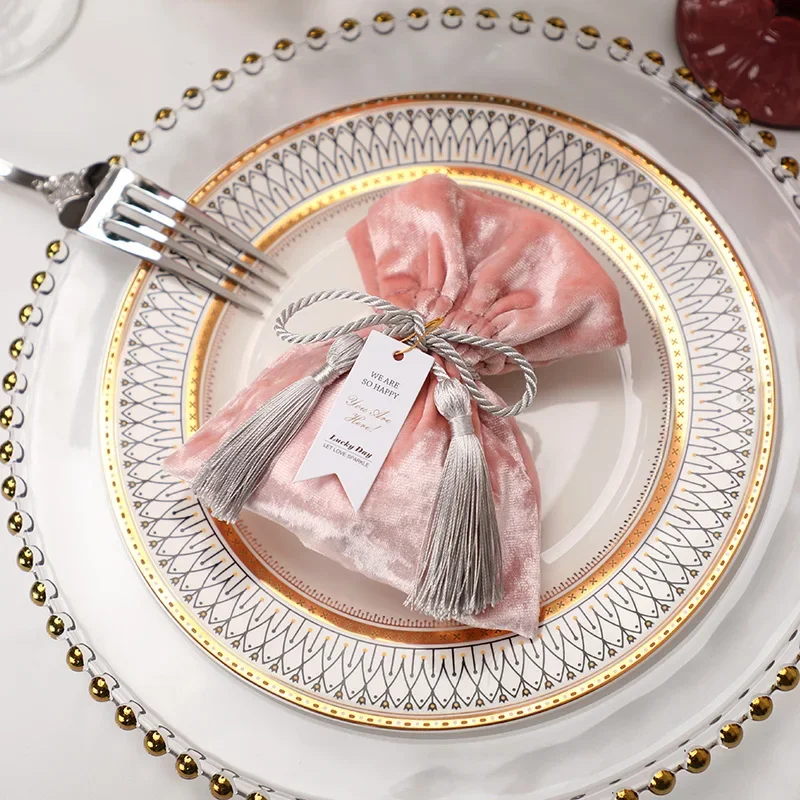 

High-end Wedding Velvet Candy Bag Chocolate Box With Rope Wedding Favor Gift Box Decoration Candy Boxes Party Supplies