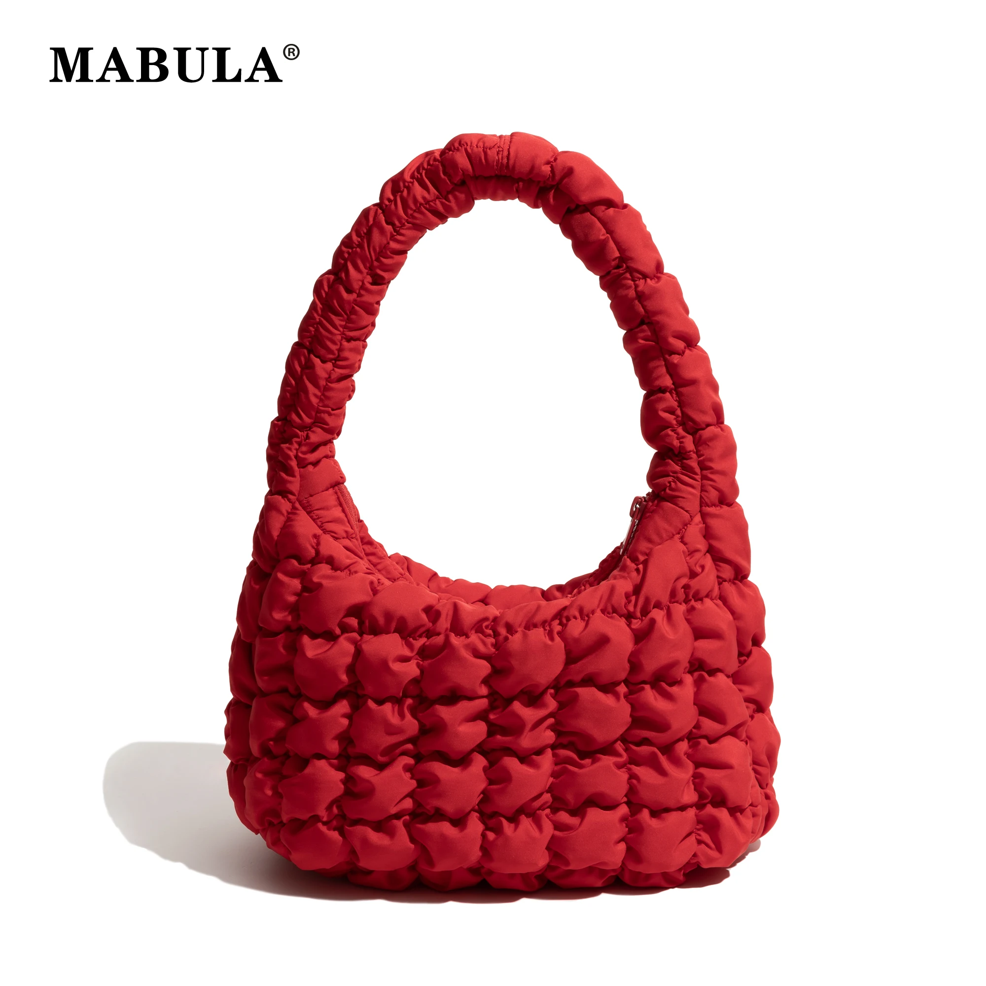 MABULA Lightweight Quilted Padding Shoulder Bag Trendy Y2K Style Crossbody Purse Top Handle Bag Flap Bag for Shopping Date