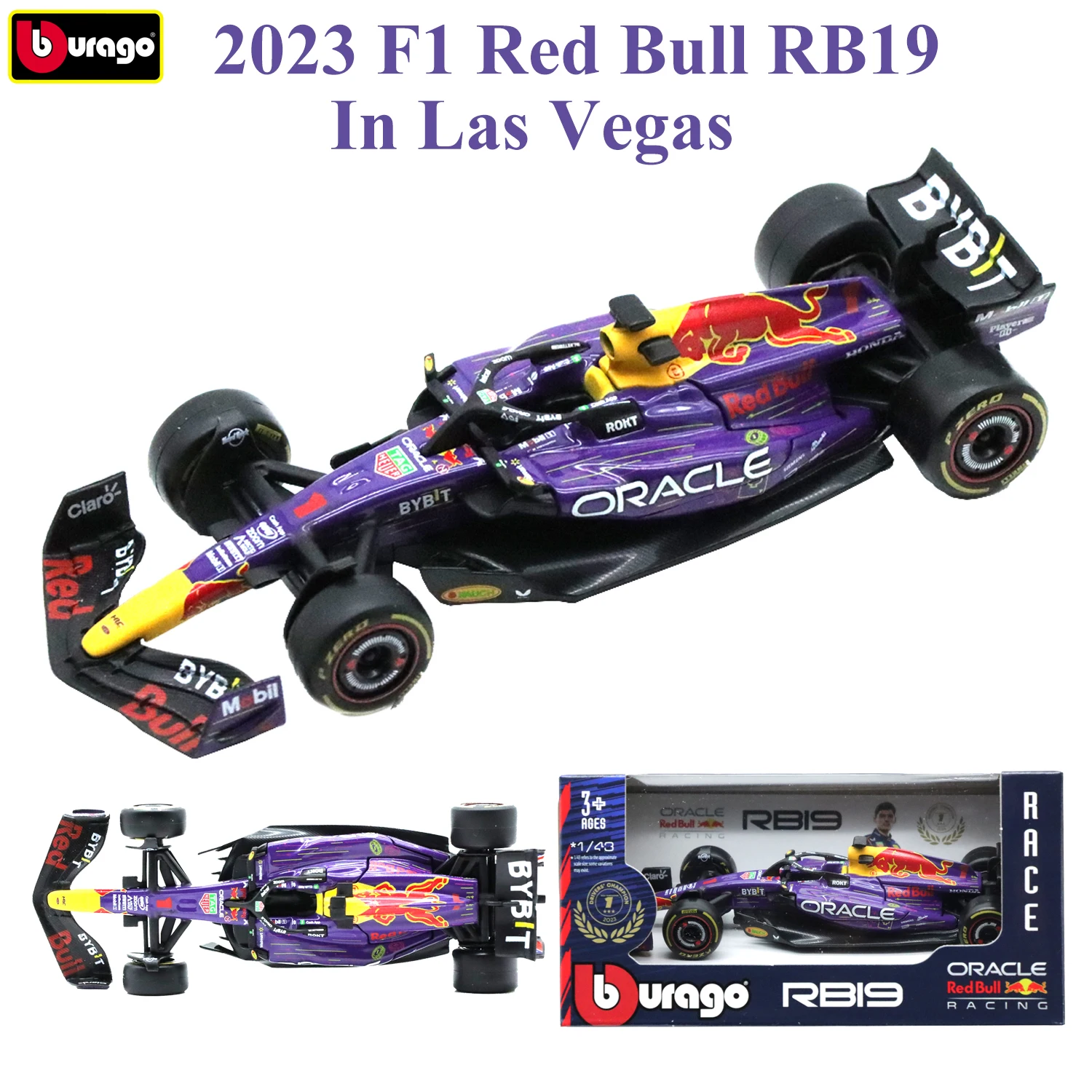 

1/43 Bburago 2023, Red Bull RB19, версия Las Vegas, гоночные модели RB20 SF24, литая под давлением игрушка из сплава, резиновые шины, автомобили, подарок для взрослых