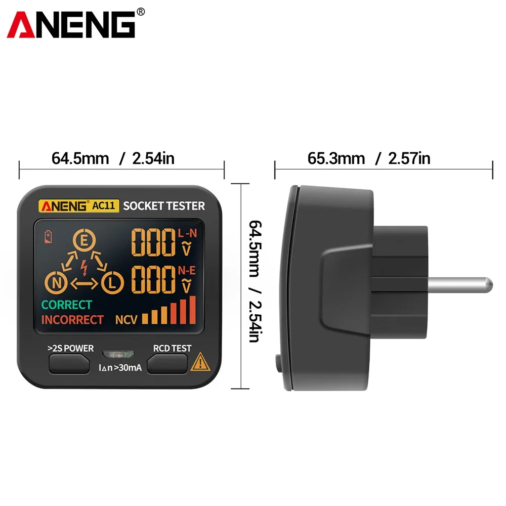 ANENG AC11 tester digital multimeter profesional test comprobador led tester automotriz rcd espanyol detector de fases probador de led ethernet tester comprobador enchufes US/UK/EU/AU enchufe tierra línea cero NCV