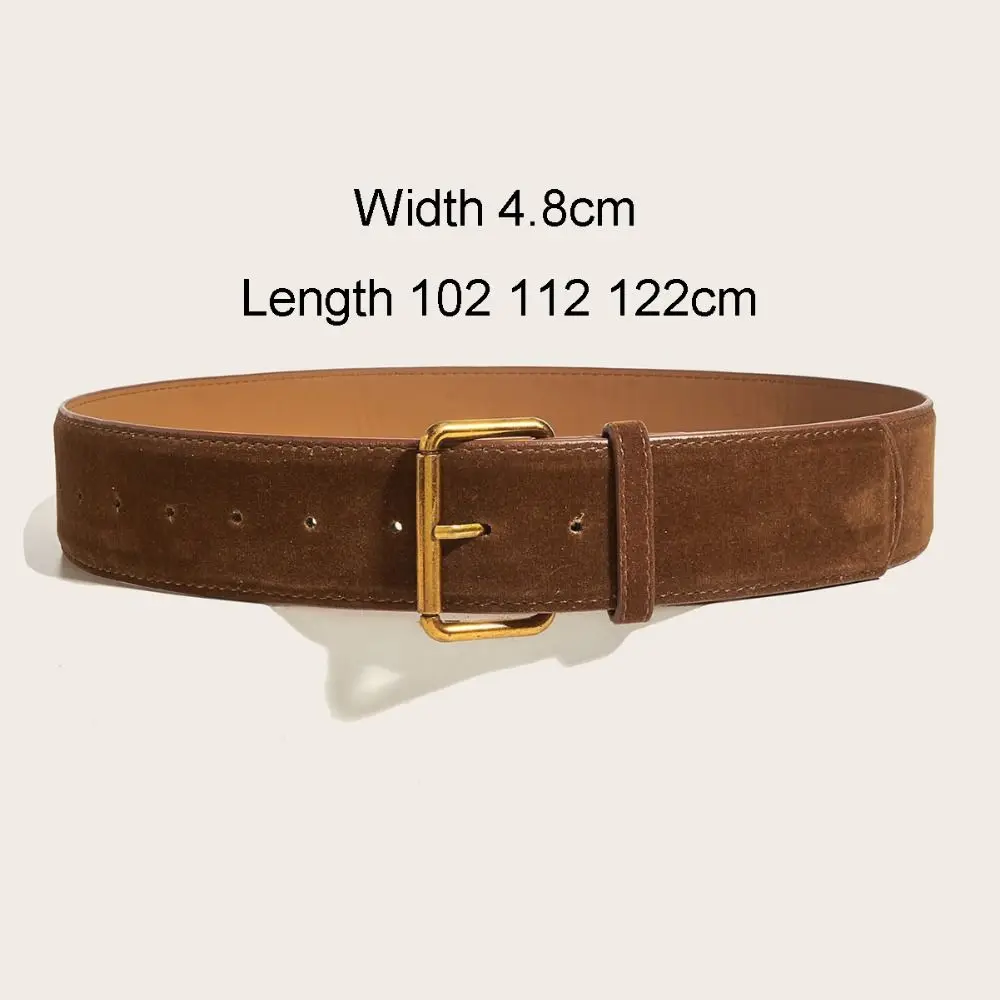 Women Luxury Design Suede Leather Wide Belt Casual Versatile Business Waist Strap Trendy Pin Buckle Waistband image 5