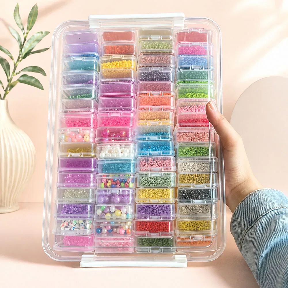 60 Slots Diamond Painting Storage Box Portable Beads Organizer Case with Tools for Rhinestones Nail Art Jewelry Craft.