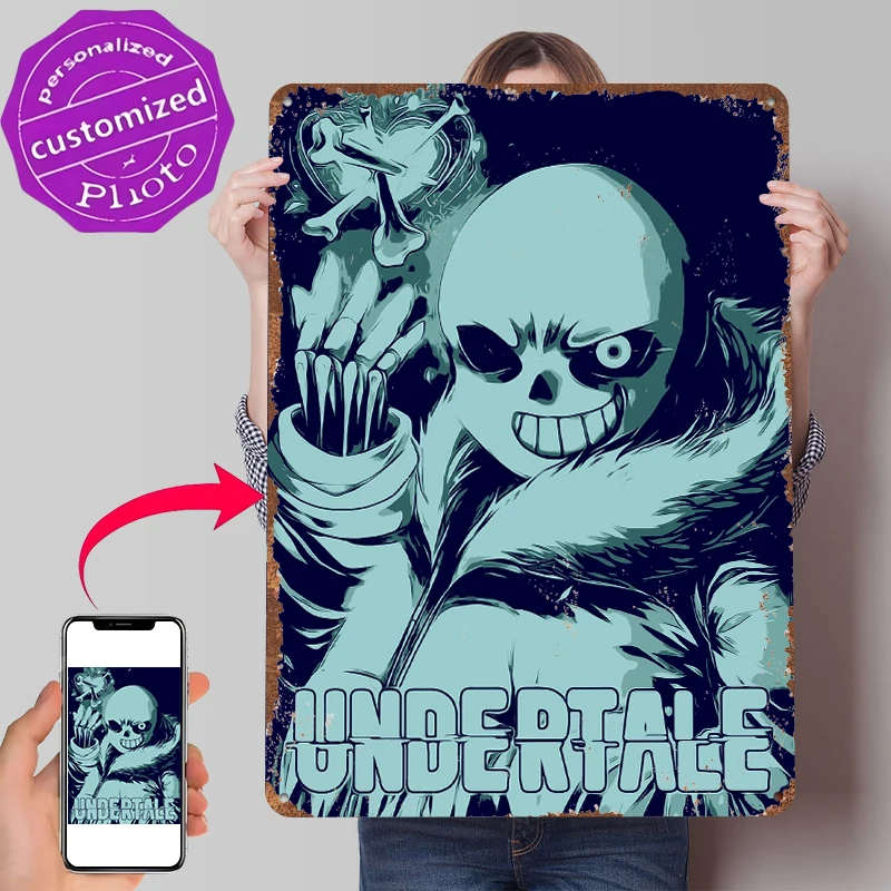 Sans Undertale Tin Poster Customized Wall Art Retro Vintage Metal Signs for Fans Room Home Decorations Garage Accessories House