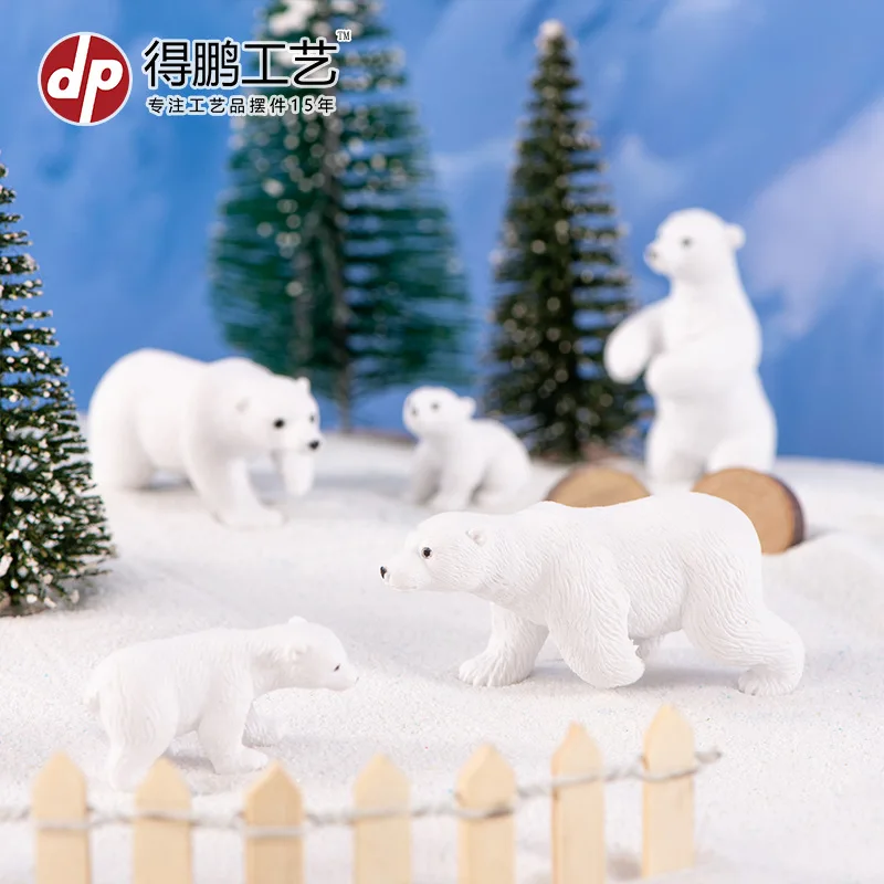 6Pcs/Set Cartoon Polar Bear Home Garden Bonsai Decorations Miniatures Gift Lovely Micro Landscape Bear Miniature Craft