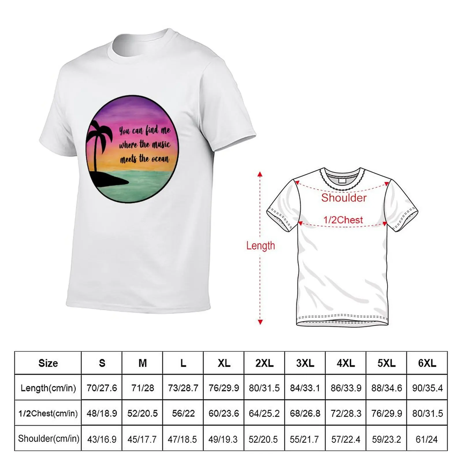music meets the ocean T-Shirt Work Basic Short Sleeve Top