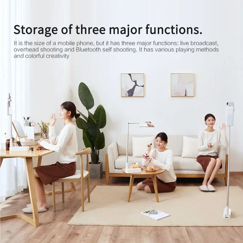 Multifunction PTZ Mobile Phone Live Dual Holder with 1000mAh Fill Light  Bluetooth Remote Control Retractable Shooting Stand image 5