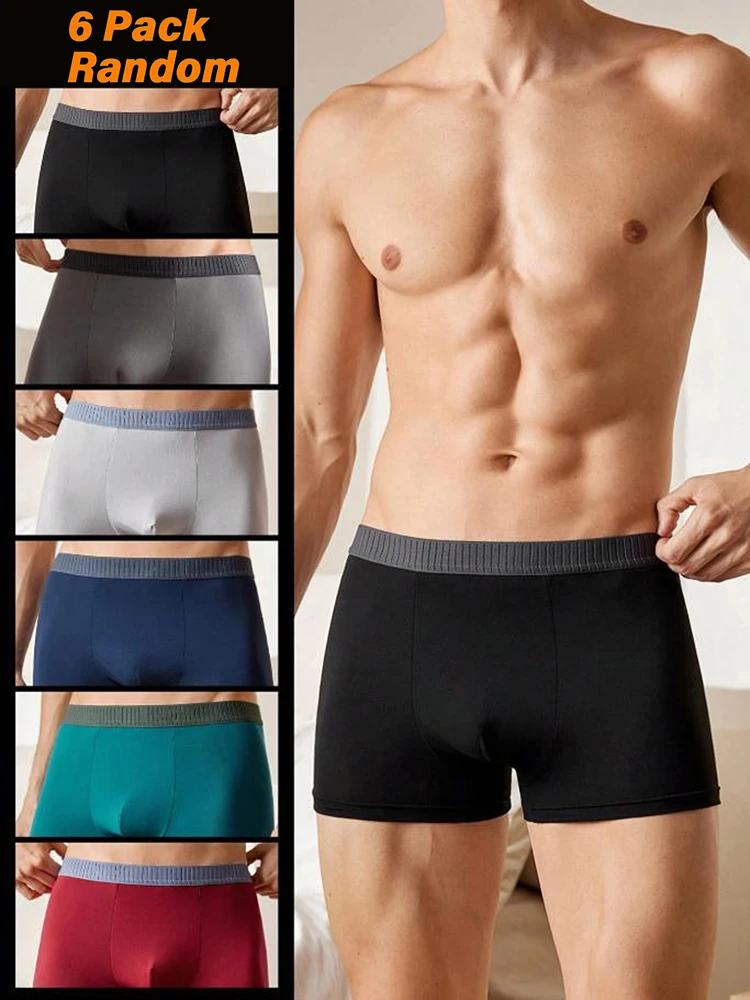 

Случайный комплект из 6 предметов, шорты-боксеры, мужское нижнее белье, дышащие мужские трусы для мужчин, мужские боксеры, мягкие трусики