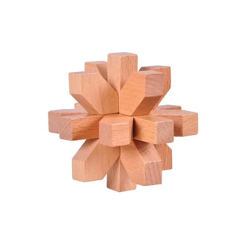 Rompicapo classico in legno Burr Puzzle Puzzle a forma di fiocco di neve 3D Puzzle ad incastro in legno gioco per adulti