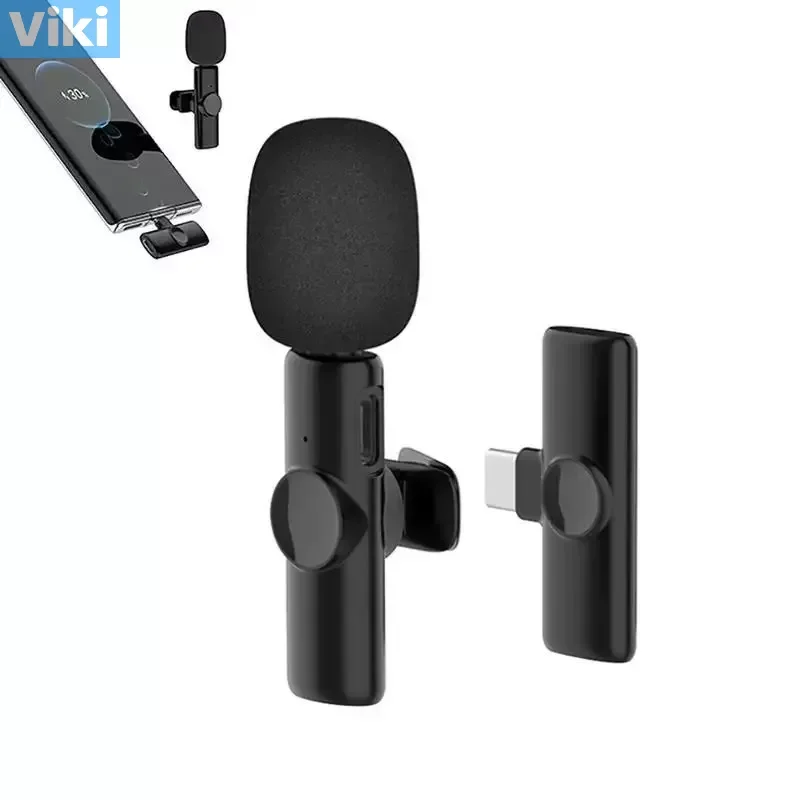 Micrófono inalámbrico para iPhone y Android, Kit de micrófono Lavalier con enchufe tipo C para ordenador, Clip de solapa, grabación de Audio y vídeo, K11