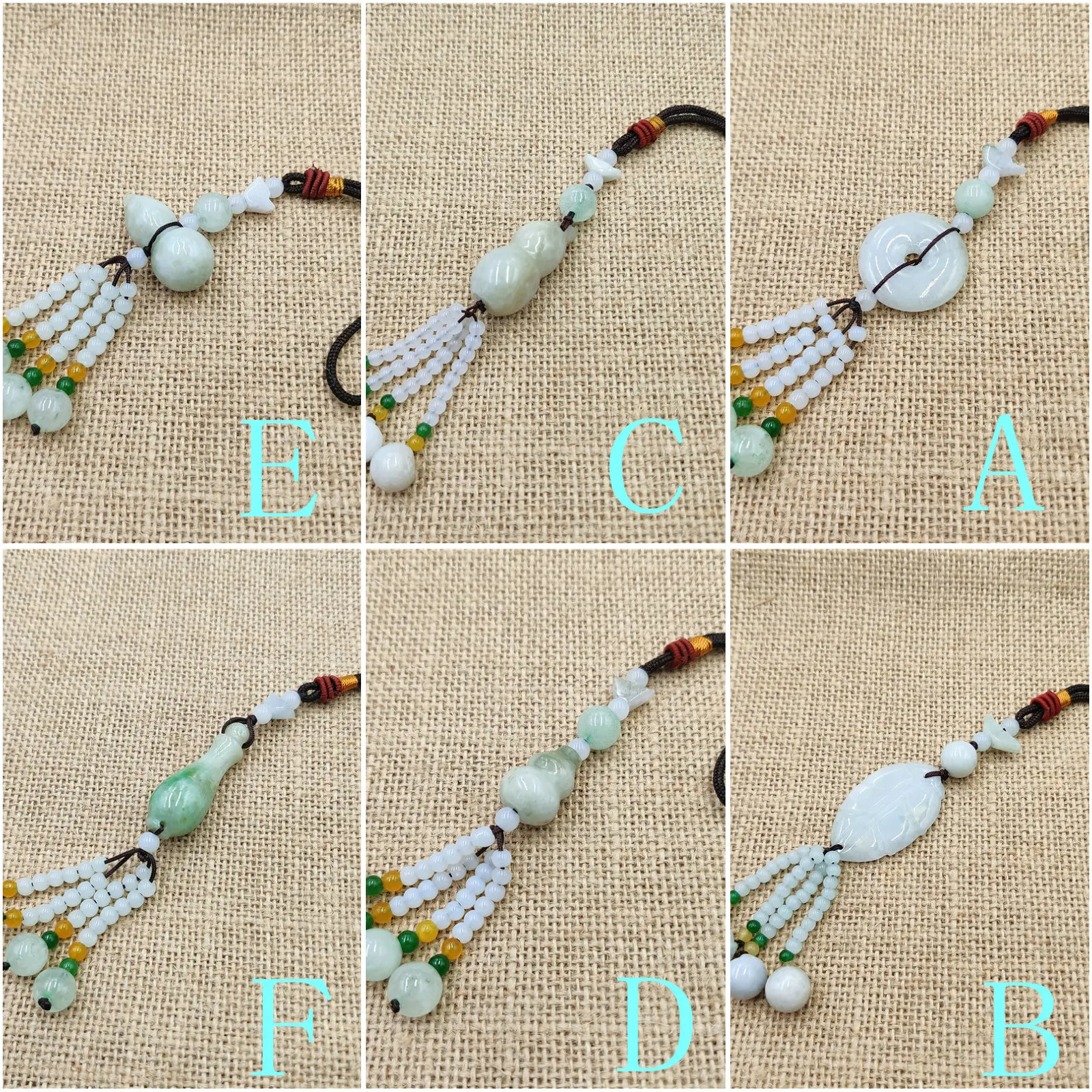 1pcs Natural Jade Safety Chain Keychain Gemstone Beads Pendant Decoration Handmade Gift car Bookbag Beaded Pendant wholesale