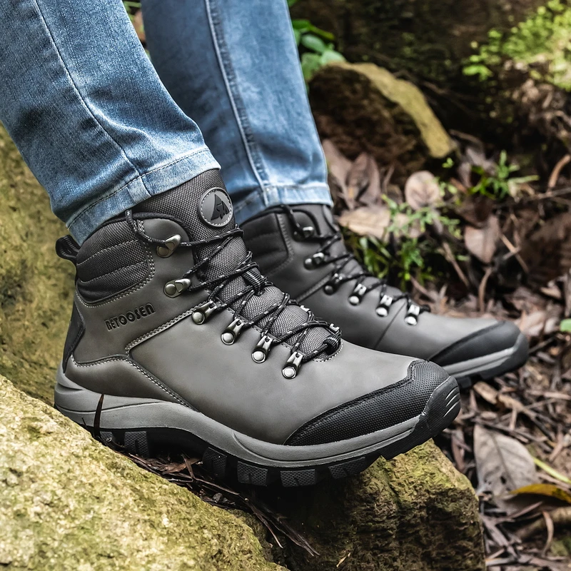 Wandelschoenen Mannen Lederen Sneakers Anti-Collision Waterdichte Warm Houden Mannen Outdoor Klim Trekking Schoenen Top Casual