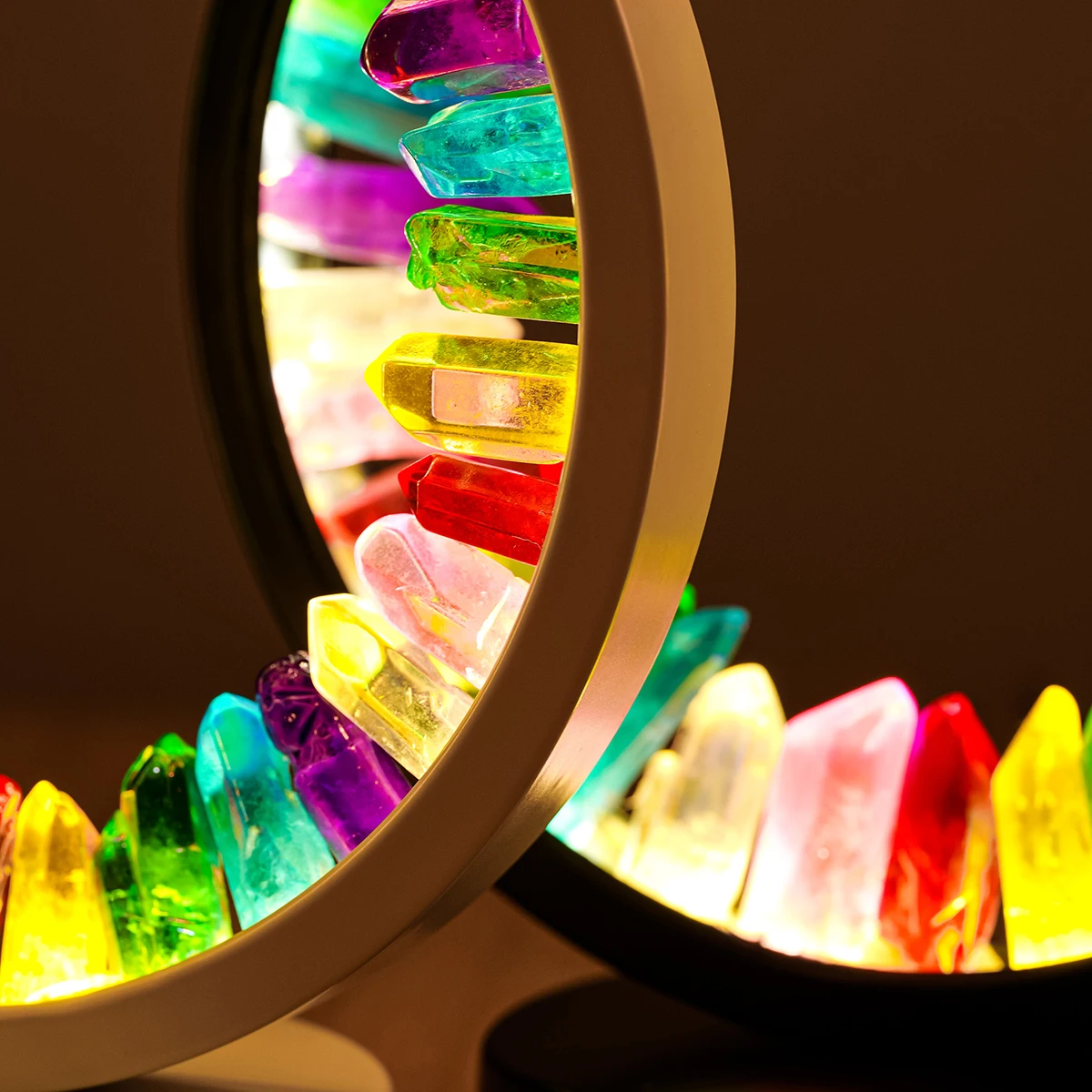 1PC Natural Healing Crystal Bedside Lamp Clear Quartz Single Point Aura Rainbow Color Night Lamp USB Bedroom Night Light