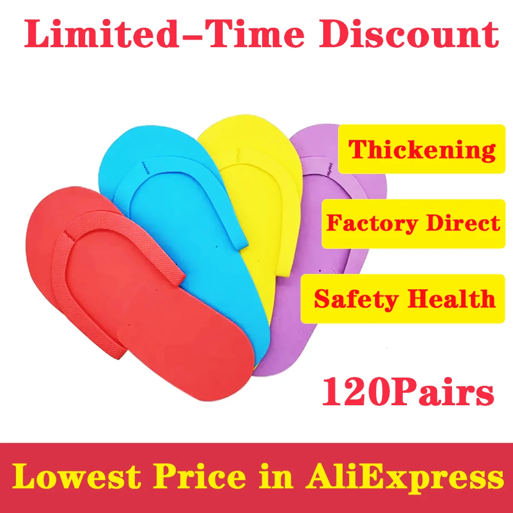 120 Pairs Disposable Nail Art Slippers Beauty Salon 2.5mm EVA Foam Hotel Travel Slippers