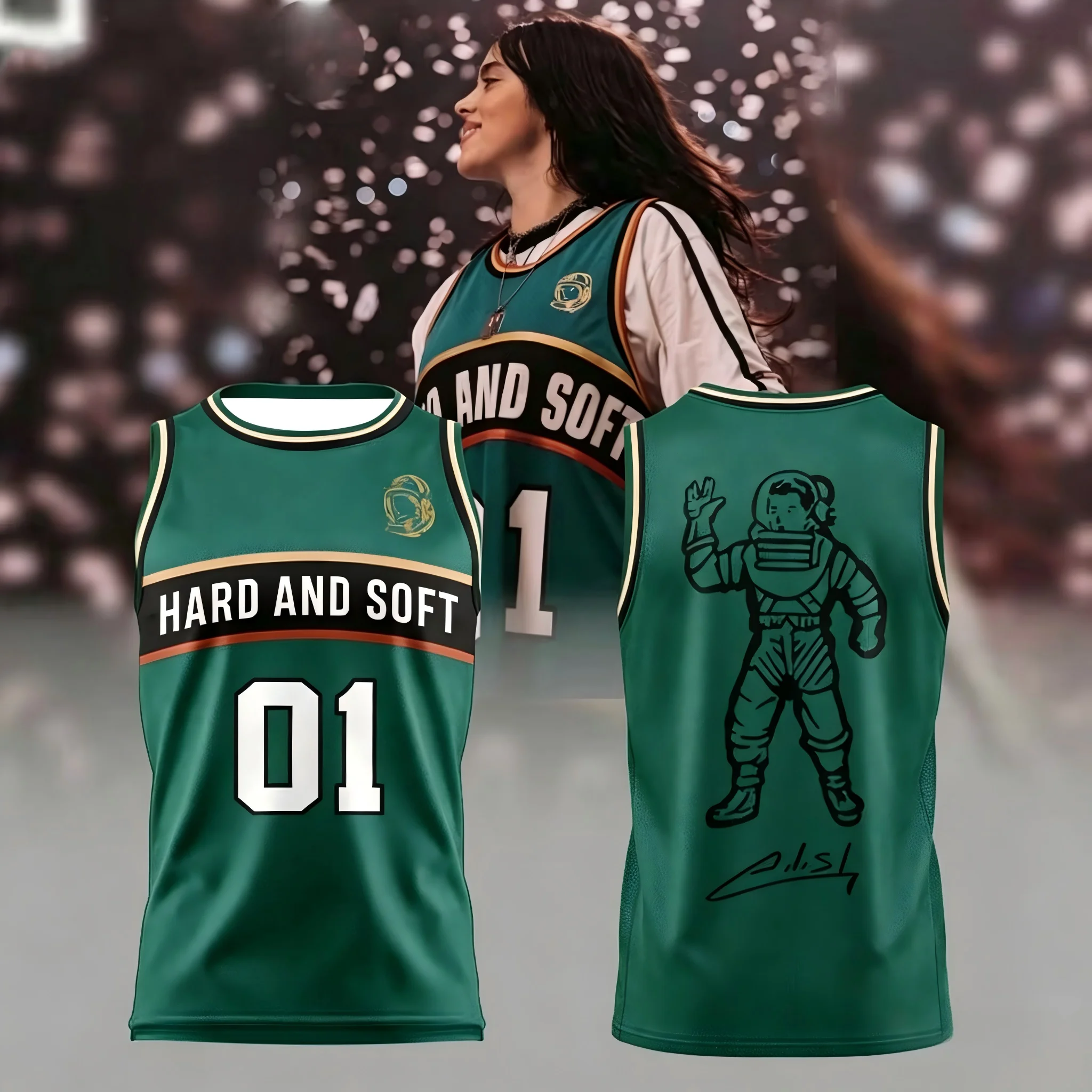 New 2026 Billie Eilish Hard and Soft Themed Sleeveless Basketball Jersey Breathable Casual Streetwear Fans Tee for Men Woman
