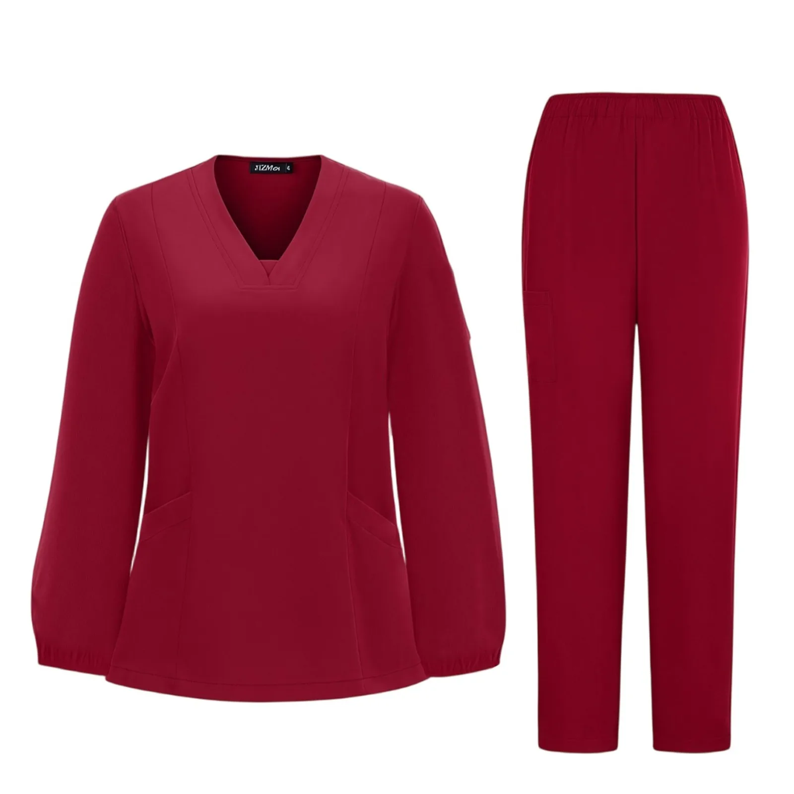 여성용 루즈핏 캐주얼 편안한 의료용 유니폼 스크럽 의복 단색 간호사 치과 수술복 작업복 세트