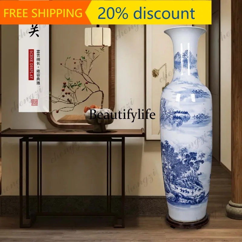 CC Splendid Shanhe high-end hand-painted ceramic floor-to-ceiling large vase Jingdezhen Living Room Hotel