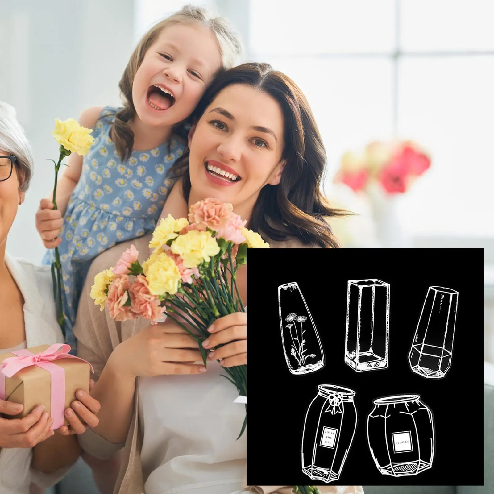 الإشارات المرجعية على شكل زهرة مجففة الإشارات المرجعية الشفافة جرة شكل الفنون الحرف مجموعة لعيد ميلاد الزفاف ديكور المنزل حفلة المعلمين سجل القصاصات