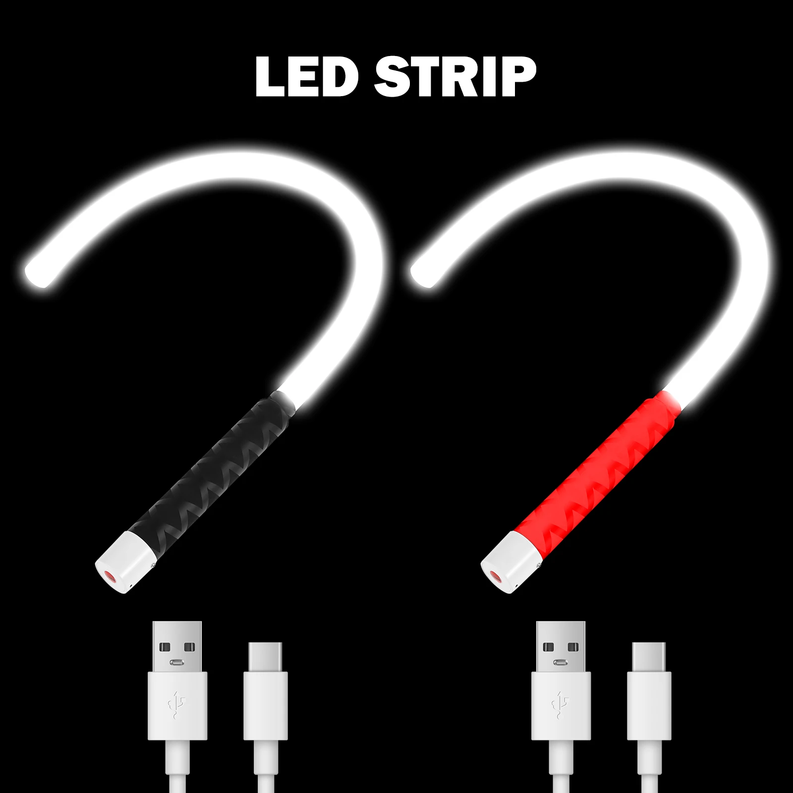 Flexible LED Flashlight Stick 76cm High Lumens Rechargeable Bendable LED Light 3 Brightness Modes for Mechanics Auto Repair DIY