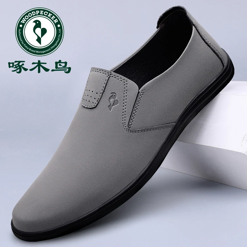 

High-End Men's Casual Slip-On Shoes Leather Footwear Spring 2026 New Style Comfortable Breathable round Toe Flat Heel