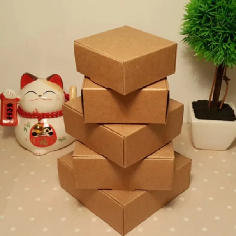 100Pcs Wholesale Kraft Paper Gift Cardboard Box Custom Carton Cardboard Box Handmade Soap Jewelry Candy Package Boxes