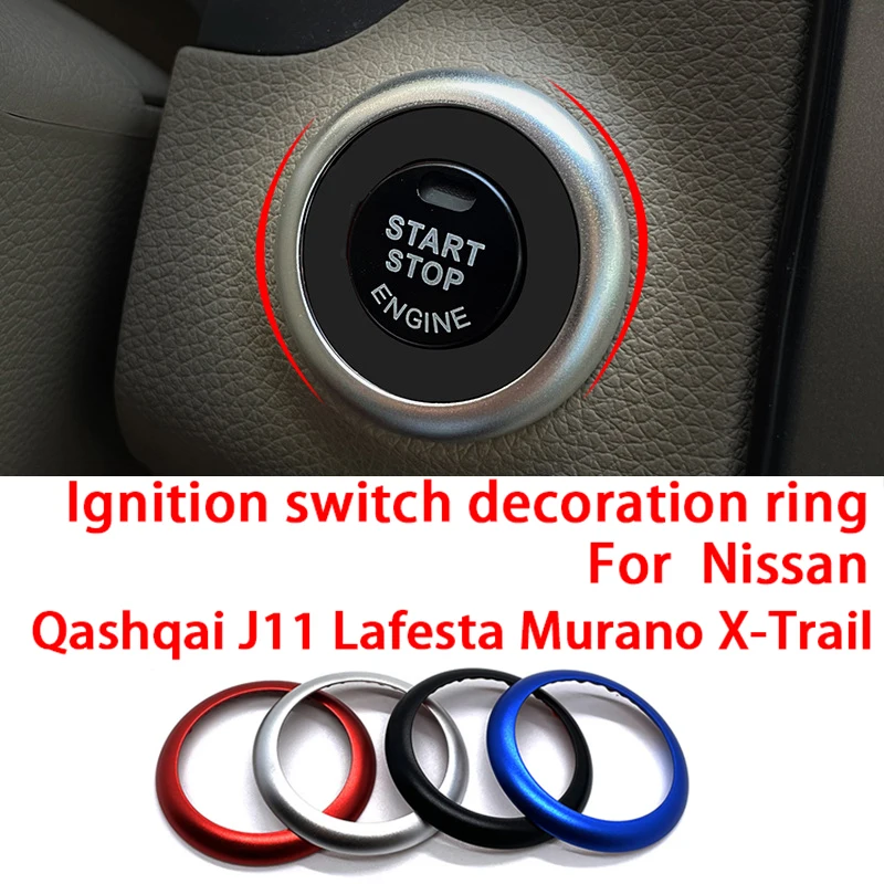 Interruptor de ignição decoração anel de metal adesivos de carro para nissan teana qashqai j11 lafesta murano x-trail cima acessórios interiores