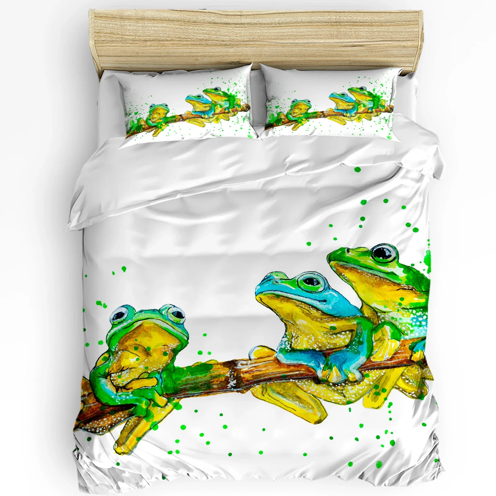 

Frog Watercolor Duvet Cover Bed Bedding Set For Double Home Textile Quilt Cover Pillowcases Bedroom Bedding Set (No Sheet)