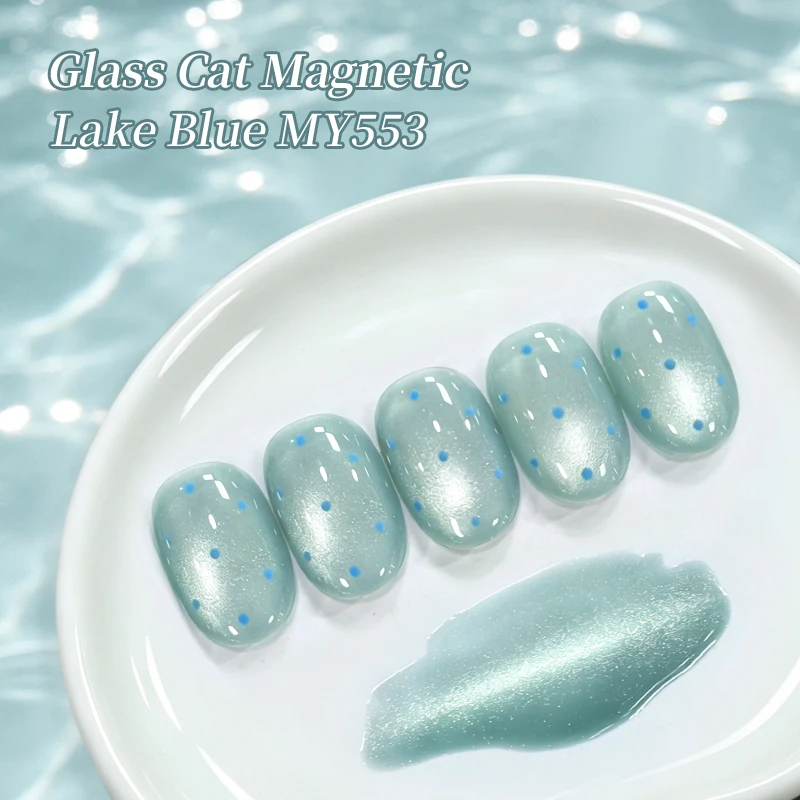 BORN PRETTY Lake Blue Color Cat Magnetic Nail Gel Polish 10m UV Light Cure Glass Bead Soak Off UV Gel For Summer Nail Art Design