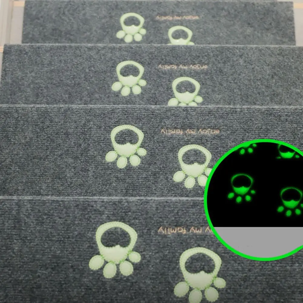 2Pcs Self Adhesive Luminous Bear Claw Stair Mat Safety Mute Water Absorbing Stair Step Mat Washable Step Rug Carpet Household