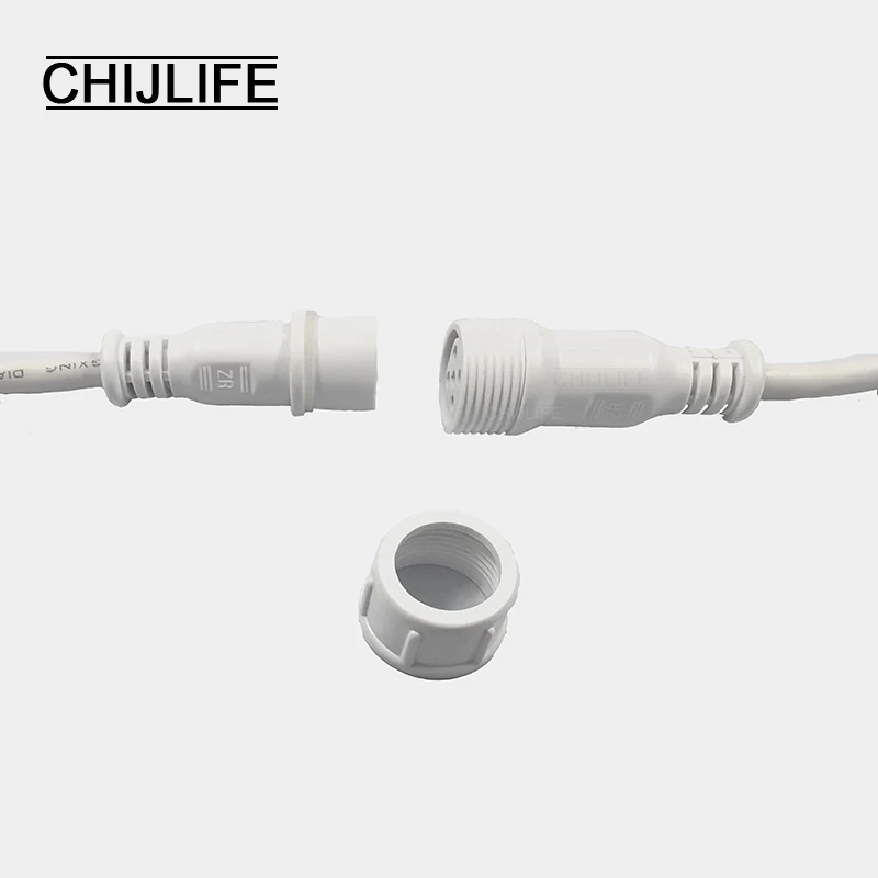 White 2 3 4 5 Pin IP68 Waterproof Male Female Cable Connector Plug Butt Extension Line Outdoor LED Wire 0.5/0.75 Square