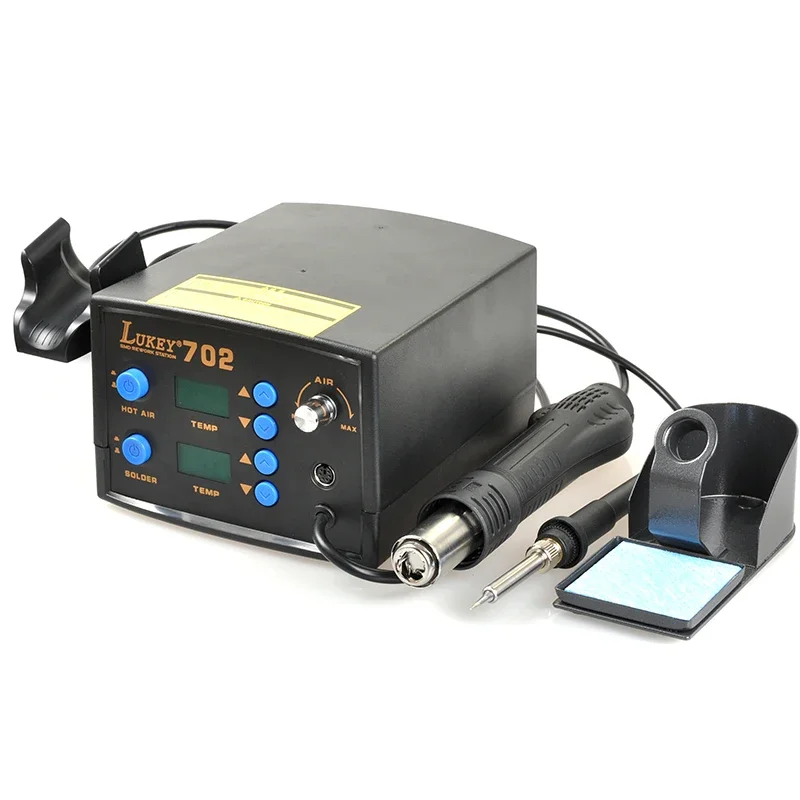 LUKEY 702 2 IN 1 Digital Hot Air Soldering Station Rework ESD Hot Air Gun Electric Soldering Iron For Phone PCB BGA Welding Set