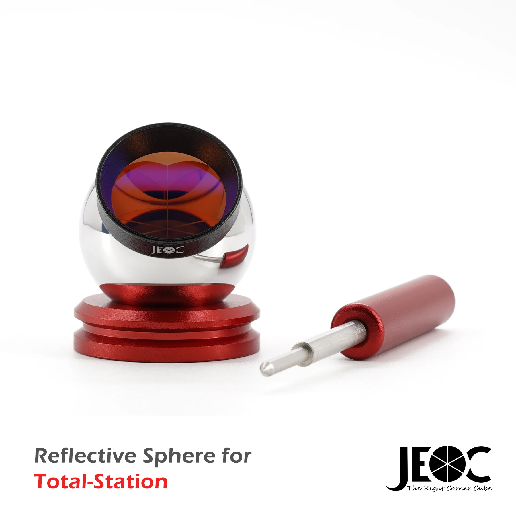 JEOC 1.5inch Reflective Sphere for Total-station, 38.1mm Ball Prism with Magnetic Base,Copper Coated, Break Resist