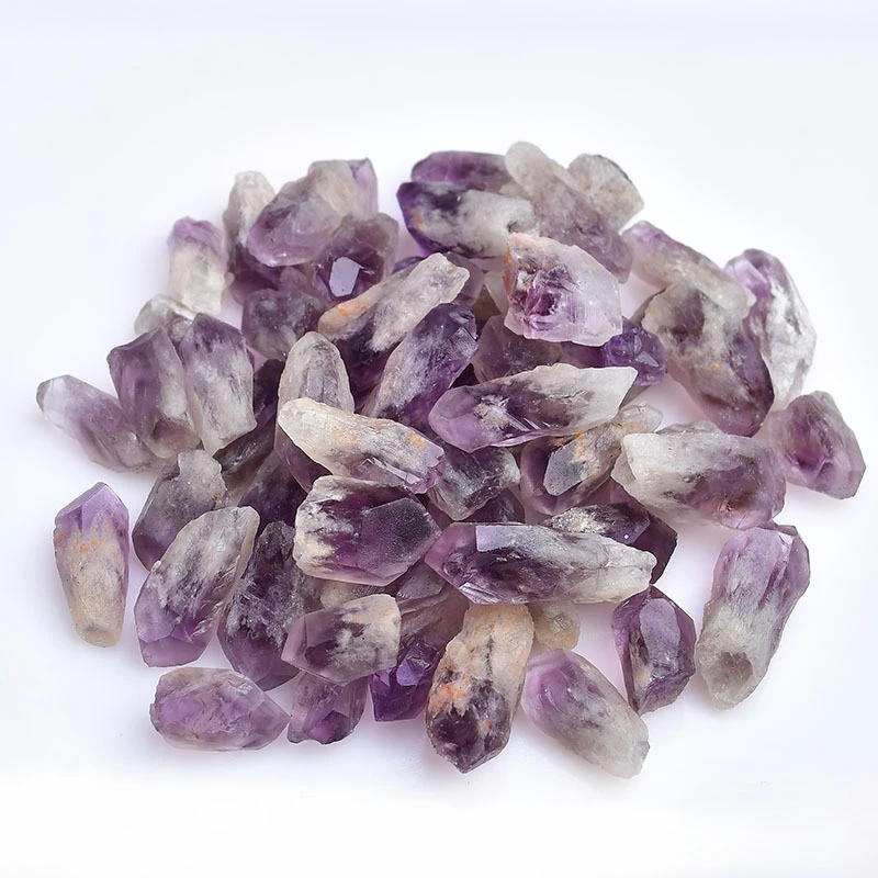 100g/bag Natural Amethyst Teeth Healing Purple Quartz Crystal Point Tooth Raw Stone Garden Fish Tank Decorative Stone Home Decor