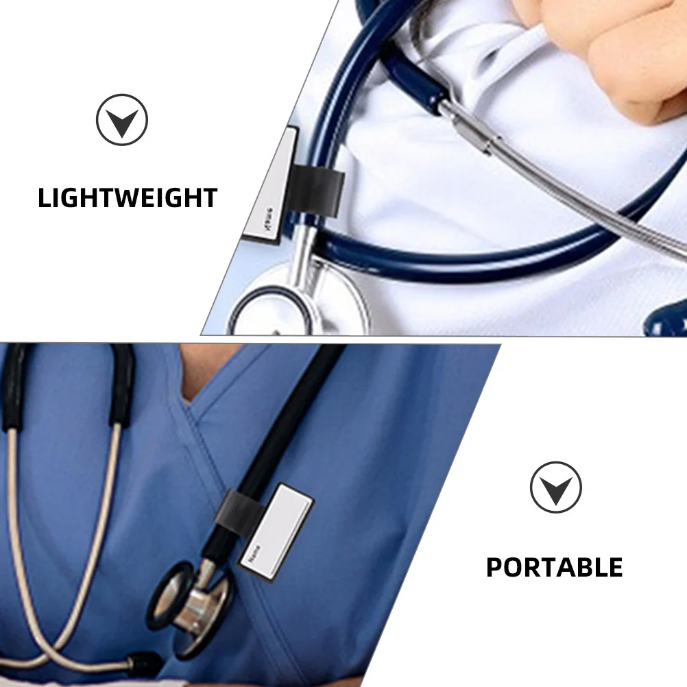 

5Pcs Stethoscope Tube Tags Blank Double-Sided ABS Plastic Clip Name Sign Identification for Healthcare Use Stethoscope Name Tag