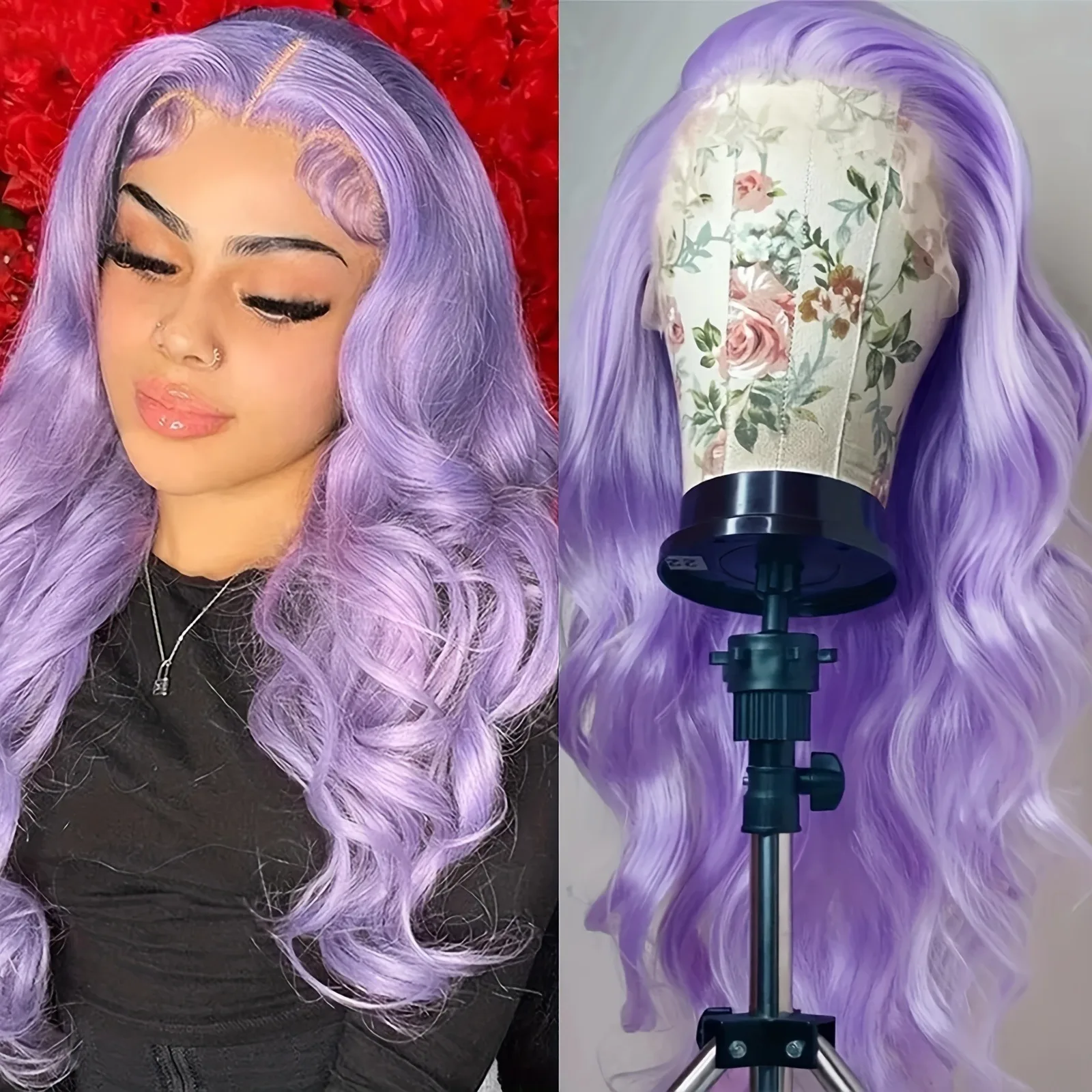 

Light Purple Body Wave Wigs 13x4 HD Lace Wig Transparent Synthetic High Quality Glueless Pre Plucked Natural Hairline For Wemon