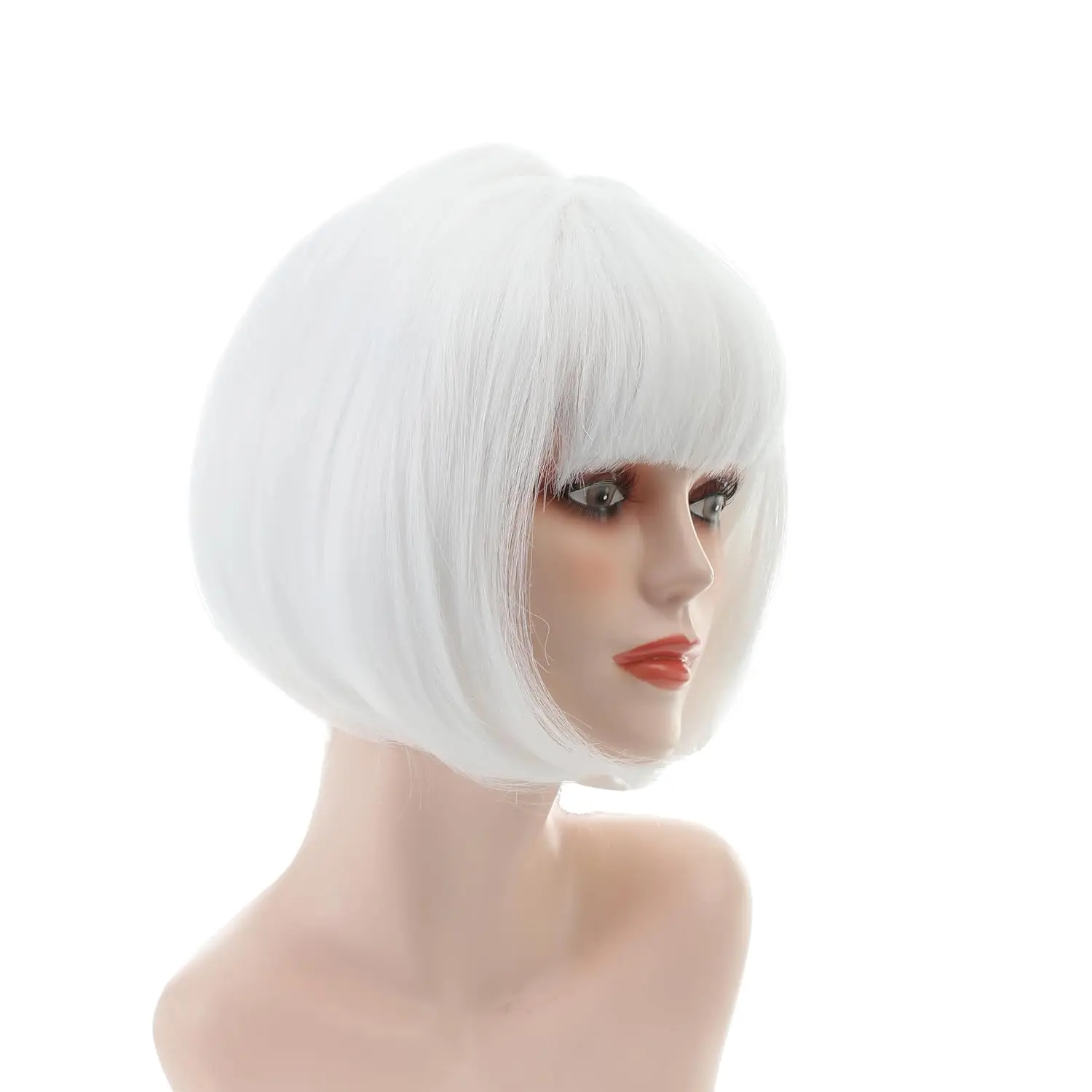 Peruca sintética reta curta Bob com franja para mulheres, Lady Daily e Flapper, fantasia de cabelo Cosplay, moda, 10 ", 25cm