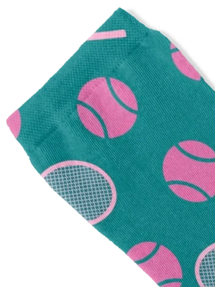 Pink tennis rackets and tennis balls on minty background Socks anime floor happy moving stockings Socks For Man Women's