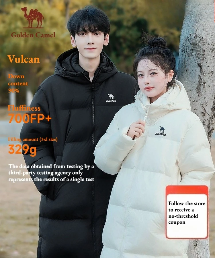 Golden Camel Outdoor Down Jackets Women Winter Mid-Length Thickened Waterproof Windproof Warm Hiking Jacket for Men's Clothes
