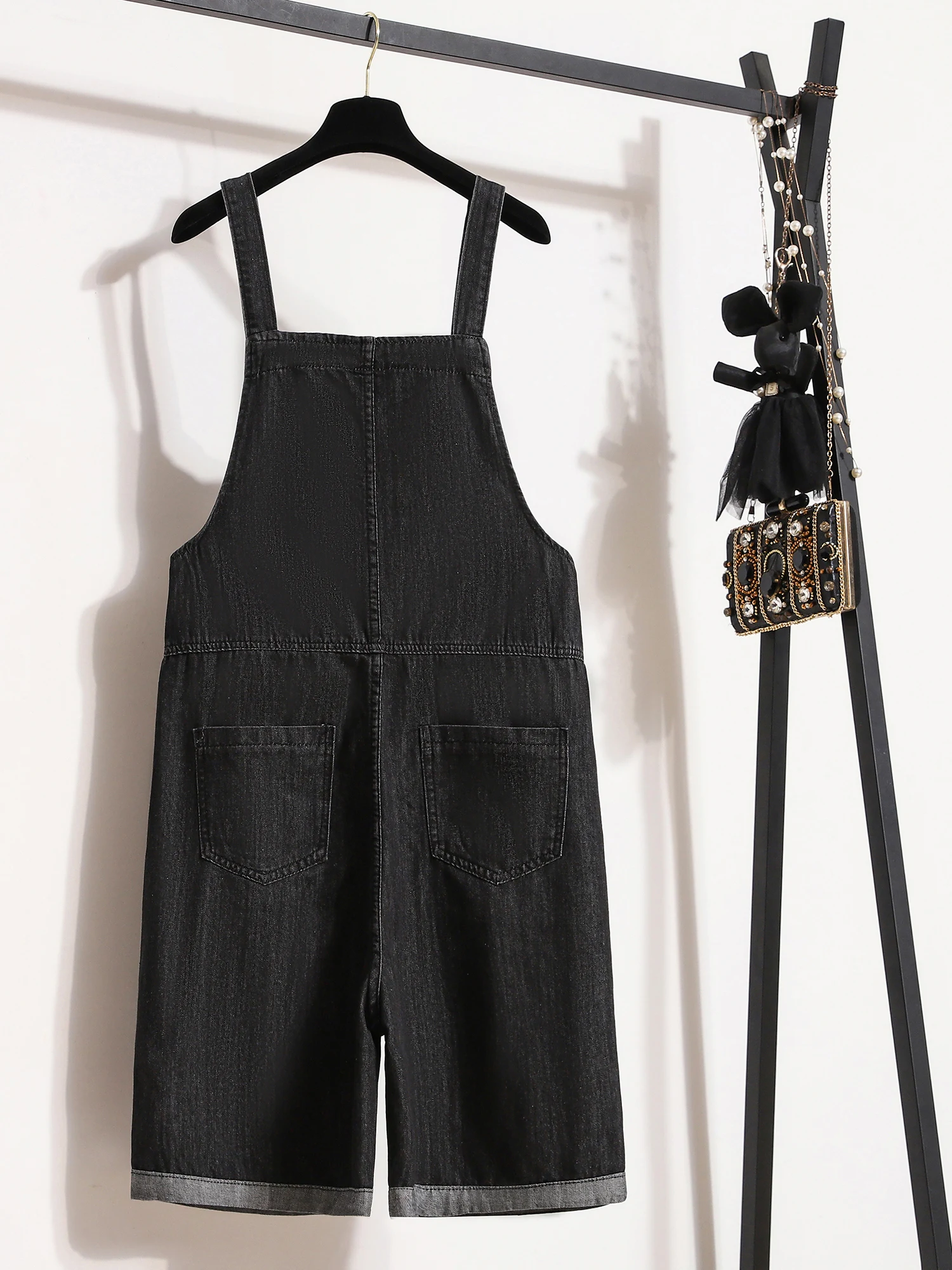 Combinaison en Denim avec poches pour femmes, Version coréenne, ample, large, demi-pantalon en Jean, polyvalent, couleur unie, short en Denim