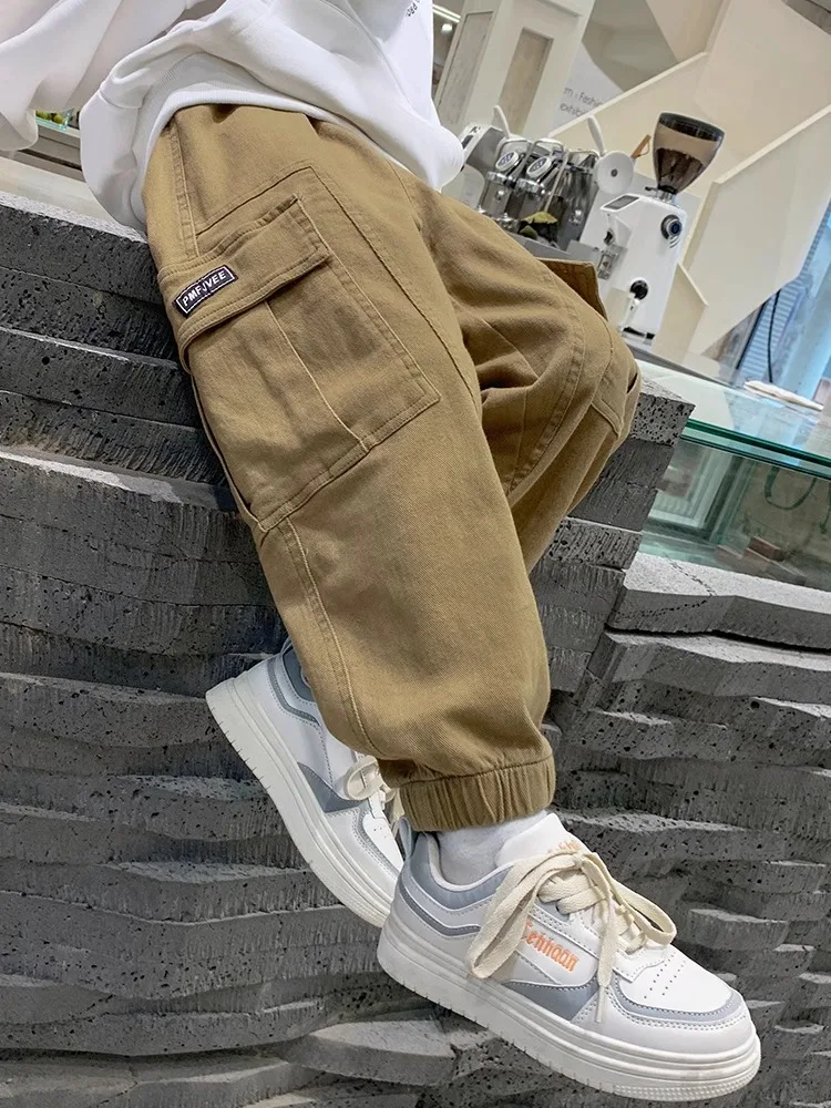 

Big Boys Casual Pants Spring Autumn Winter Style2024New Children's Spring Casual Cargo Pants Trendy and Stylish for Spring