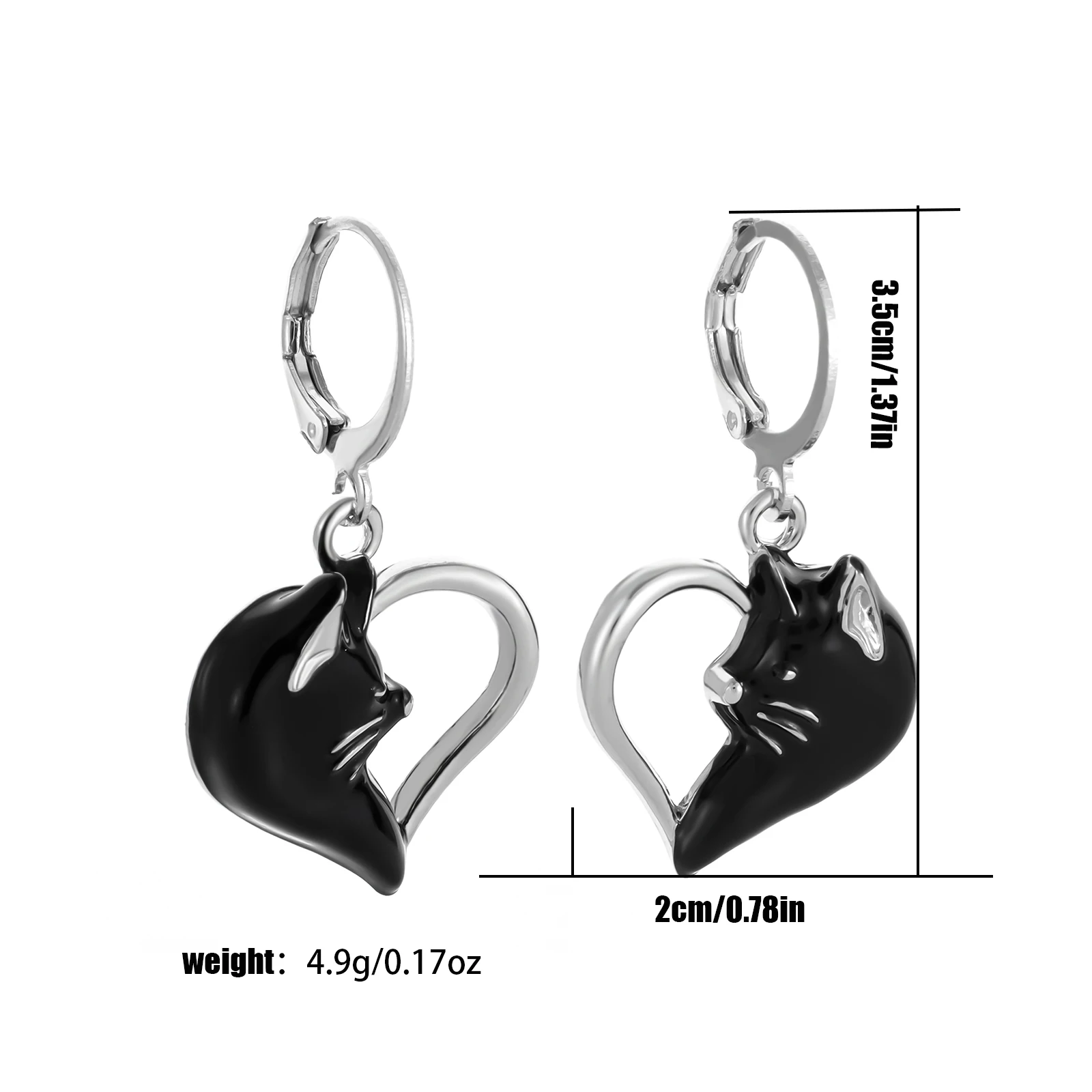 1 pair Simple love personality creative cartoon cat earrings fashion Halloween oil drop heart-shaped earrings