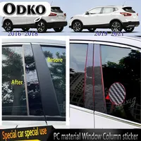 For Nissan Qashqai J11 2016 2017 2018 2019 2020 2021 2022 Car PC Material Pillar Post Cover Door Window Molding Sticker 8pcs