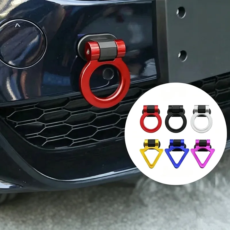 2 Designs Car Styling Trailer Hooks Sticker Decoration Car Auto Rear Front Trailer Simulation Racing Ring Vehicle Towing Hook AB