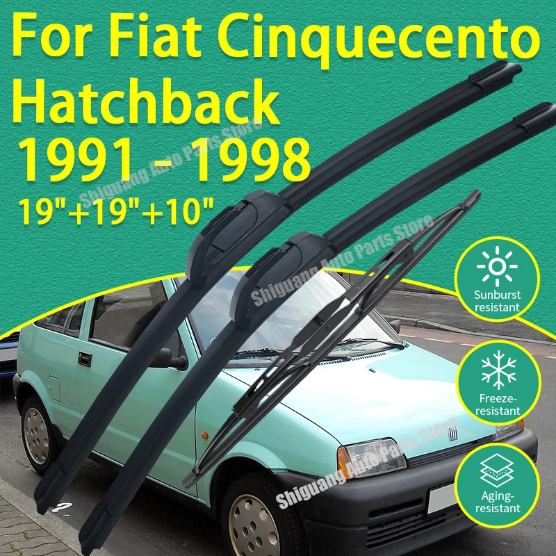 

Front Rear Silicone Coating Wipers for Fiat Cinquecento Hatchback 1991 - 1998 Car Wiper Windshield Windscreen Blades Accessories