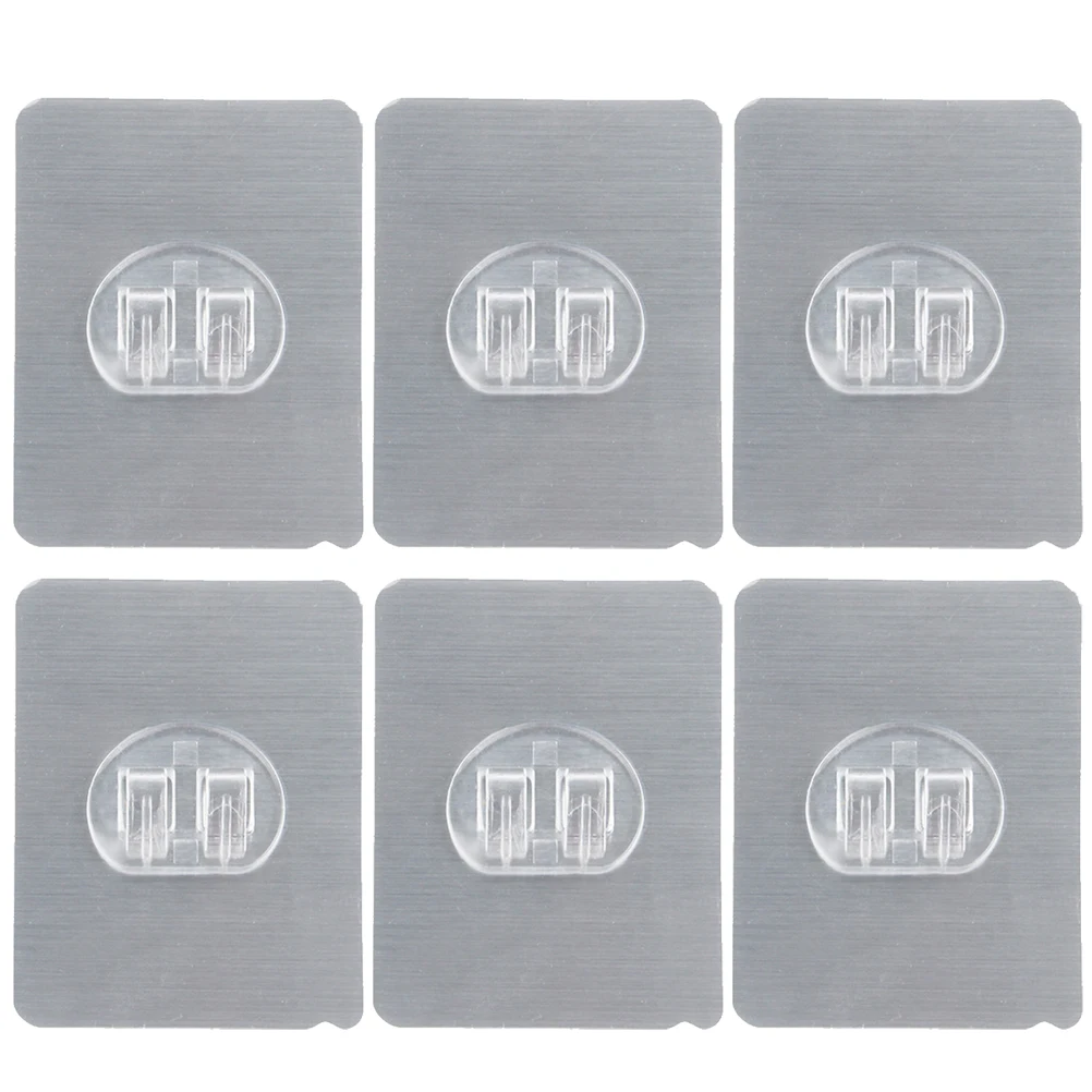

6 pcs Double Hanger Metal Alloy Waterproof Adhesive Wall Coat Hanging Home Decor Wall Hook Storage Utility