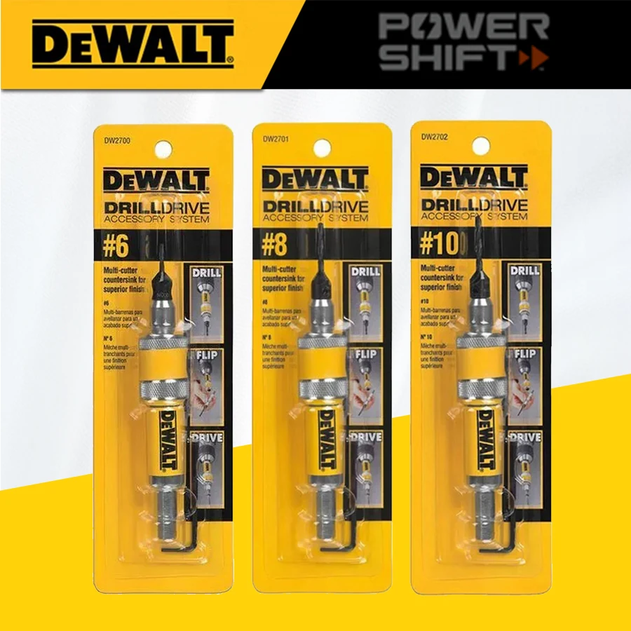 DEWALT Woodworking Countersink Flip Drive Drill Bit 2 in 1 HSS Quick-Change Head Step Master Drill #6 #8 #10 DW2700 DW2701DW2702