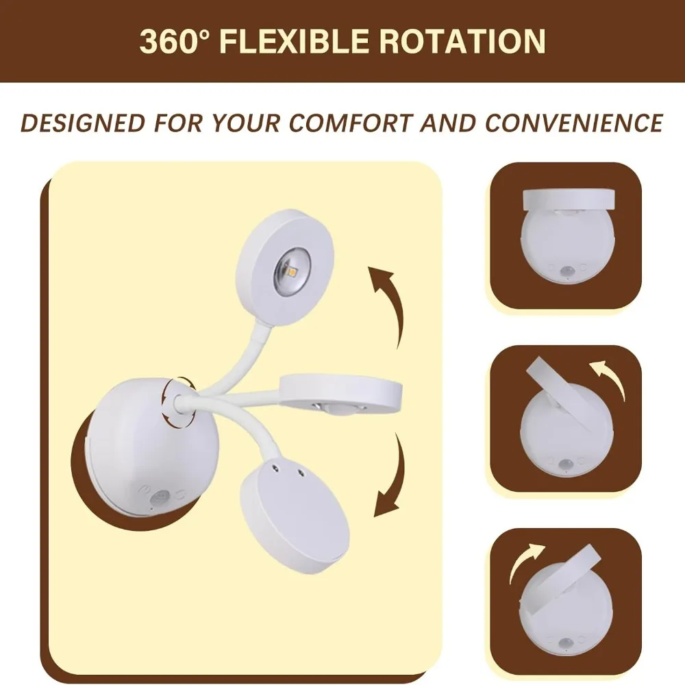 

Motion Sensor LED Wall Light, 3 Lighting Modes Timed Dimmable Lamp with Adjustable Arm for Bedroom, Closet